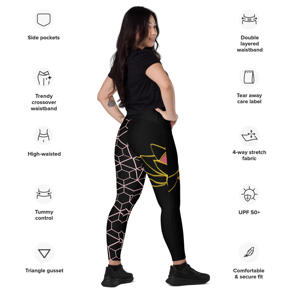 Crossover leggings with pockets